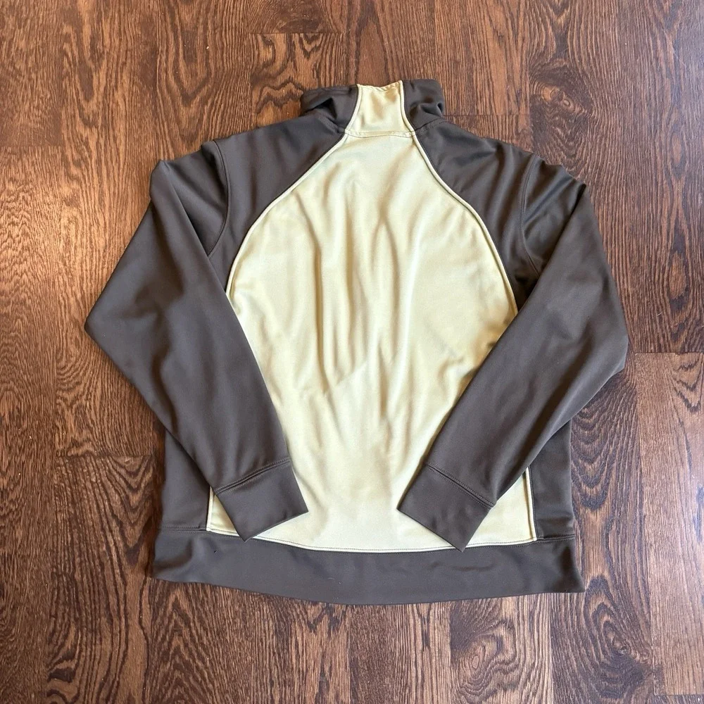 VTG Nike Full Zip Sweatshirt Sz XL Womens 16-18 Yellow Brown Track Jacket Active